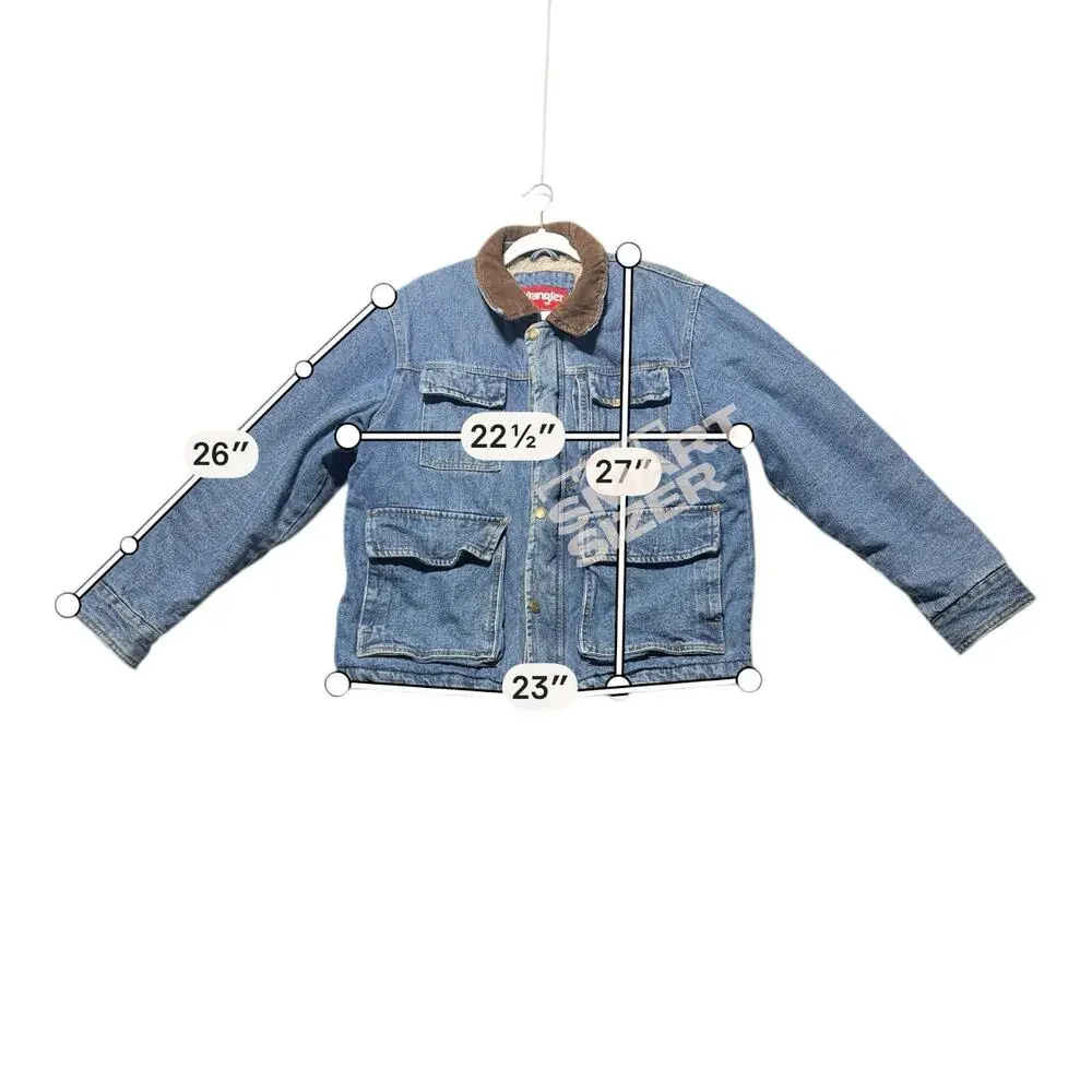 Wrangler Barn Jean Jacket Mens Large Sherpa Lined Corduroy Vintage 90s Chores - Picture 2 of 13